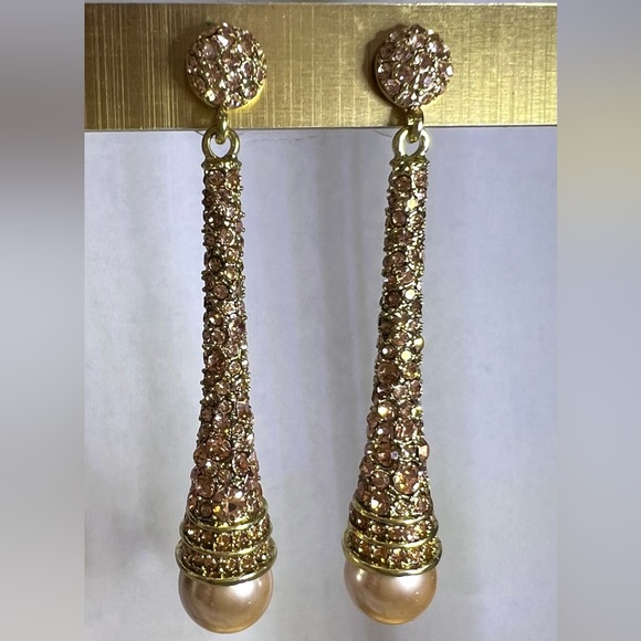 Heidi Daus 🆕Never Ending Glamour rose gold Swarovski crystals drop earrings - Picture 9 of 9